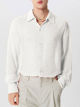 Mens Sheer Polka Dot Long Sleeve Shirt SKUK73574