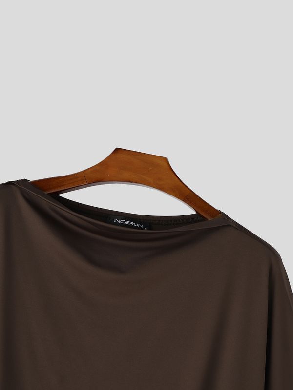 Men's Solid Color Knit Off Shoulder Two Pieces Outfit SKUL62783