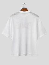 Men's Letter Print Semi-Sheer Short Sleeve T-Shirt SKUL20294