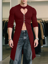 Men's Heart Hollow Textured Long Sleeve T-Shirt SKUL28401