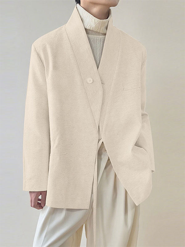 Men's Solid Color Tie Casual Long Sleeve Blazer SKUL27434