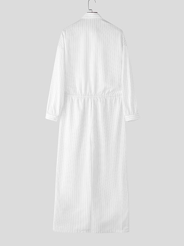 Men's Striped Casual Long Sleeve Jumpsuit SKUL34236