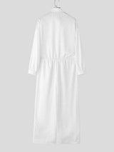 Men's Striped Casual Long Sleeve Jumpsuit SKUL34236