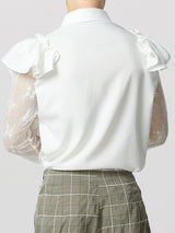 Mens Lace Sheer Long-Sleeve Shirt SKUK88249