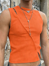 Men's Avant-Garde Deconstructed Asymmetry Layered Texture Tank SKUL58713