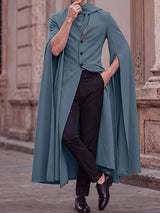 Men's Avant-Garde Runway Evening Gala Slit Cape Sleeve Scarf Neck Cardigan SKUL84581