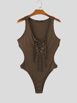 Mens Cut-Out Drawstring Sleeveless Bodysuit SKUL13030