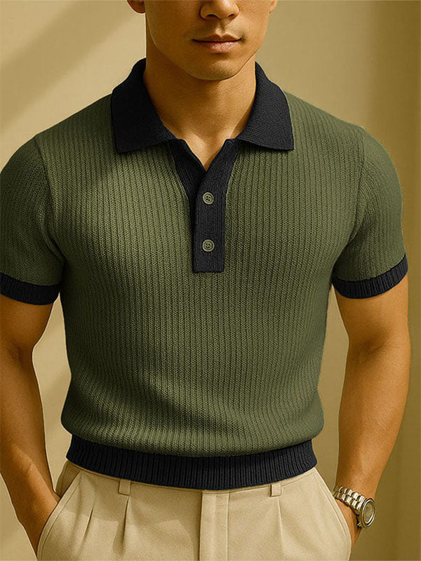 Mens Color Block Textured Short Sleeve T-Shirt SKUL17018