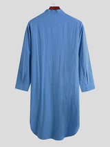 Mens Soft Casual Solid Color Long Sleeve Robe SKUF36831