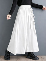 Men's Japanese Harajuku Side Ribbon Tie-Knot Pleated Extreme Wide-Leg Palazzo Pant SKUL66975