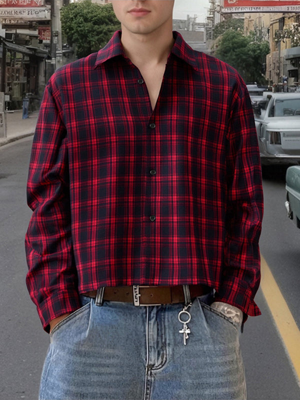 Men's Plaid Casual Long Sleeve Shirt SKUL25099