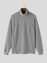 Mens Solid Zip High Neck Knit Sweater SKUK41120