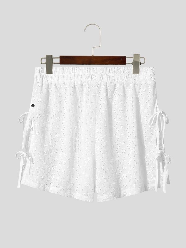 Men's Avant-Garde Side Ribbon Eyelet Lace Short SKUL62938