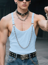 Mens Slightly Sheer Mesh Chain Loose Tank SKUL23551