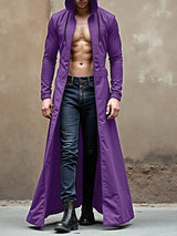 Men's Solid Color Hooded Long Sleeve Cardigan SKUL24806