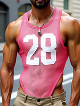 Mens Digital Print Sheer Mesh Sleeveless Bodysuit SKUL03027