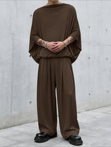 Men's Solid Color Knit Off Shoulder Two Pieces Outfit SKUL62783