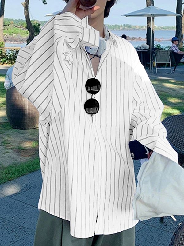 Men's Fashion Striped Long Sleeve Shirt SKUL37723