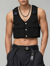 Men's Utility Pocket Cropped Casual Tank SKUL26222