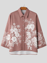 Mens Floral Print 3/4 Sleeve Shirt SKUL02371
