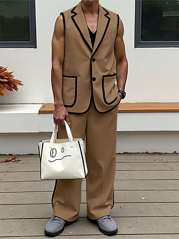 Mens Bold Stripe Contrast Color Casual Two Pieces Outfit SKUL16801