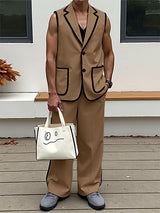 Mens Bold Stripe Contrast Color Casual Two Pieces Outfit SKUL16801