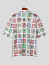 Mens Windowpane Pattern See Through Casual Shirt SKUK61117