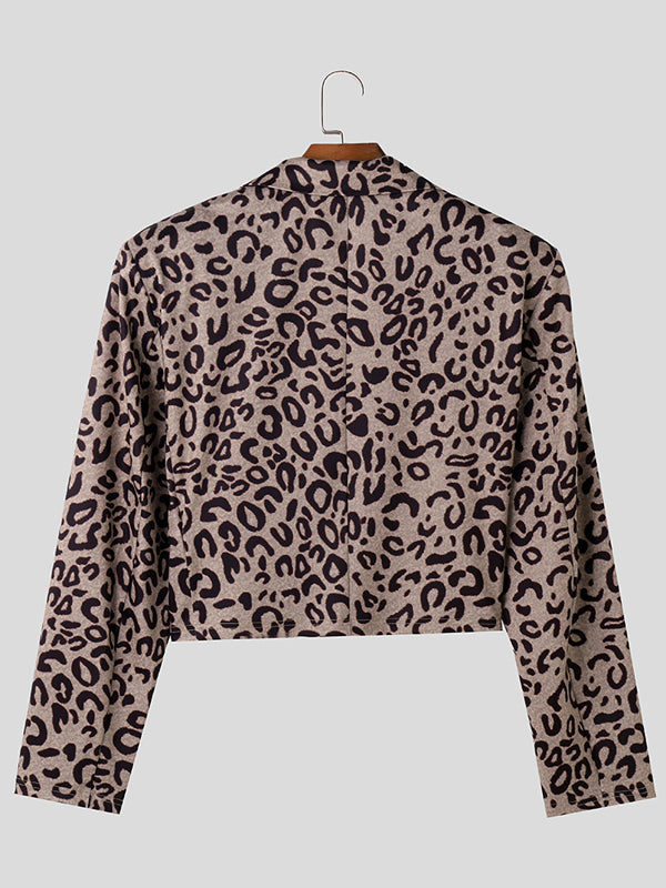 Mens Leopard Long Sleeve Blazer Crop Top SKUK31894