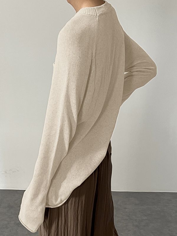 Men's Solid Relaxed Knit Long Sleeve T-Shirt SKUL35259