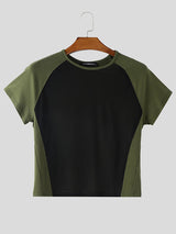 Mens Sheer Mesh Patchwork Short Sleeve T-Shirt SKUL13682