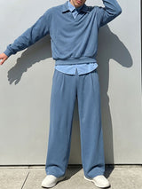 Men's Elevated Smart-Casual V-Neck Polo Two Pieces Outfit SKUL78151