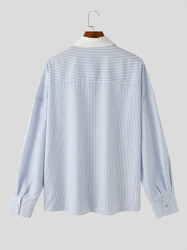 Mens Irregular Stripe Design Long Sleeve Shirt SKUK66888