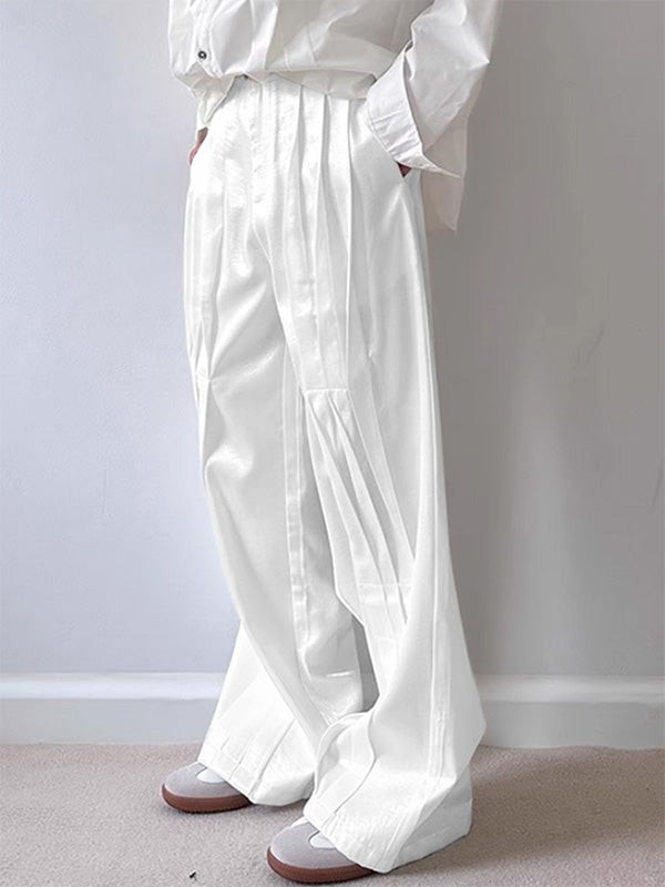 Mens Solid Color Pleated Design Long Pant SKUK61156