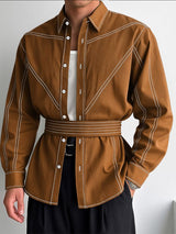 Men's Contrast Stitch Long Sleeve Shirt SKUL39701