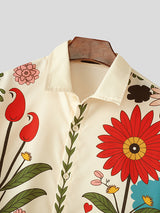 Mens Casual Floral Print Colorblock Shirt SKUL05737