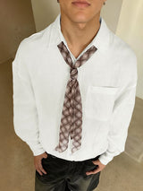 Men's Plaid Tie Chiffon Long Sleeve Shirt SKUL39907
