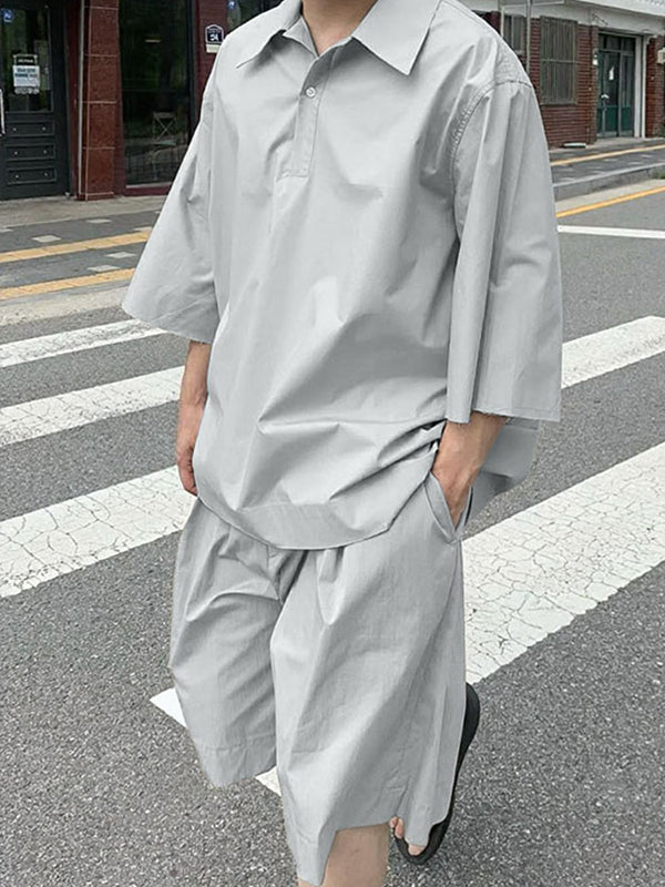 Mens Solid Color Casual Two Pieces Outfit SKUL08517