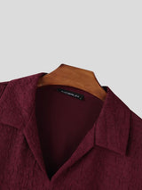 Men's Solid Color Textured V Neck Two Pieces Outfit SKUL54003