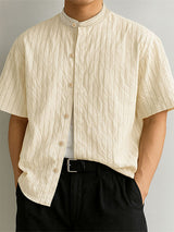 Mens Striped Casual Short Sleeve Shirt SKUL19129