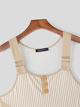 Men's Stripe Patchwork Casual Tank SKUL48000