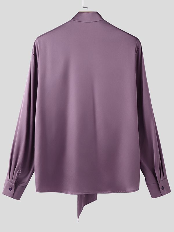 Men's Floral Tie Patchwork Long Sleeve Shirt SKUL41300