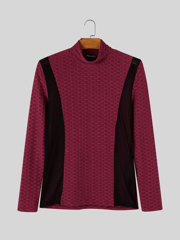 Men's Athletic Muscle Gym Workout Sheer Spliced Honeycomb Jacquard T-shirt SKUL84577