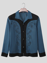 Men's Contrast Embroidered Casual Long Sleeve Jacket SKUL25793