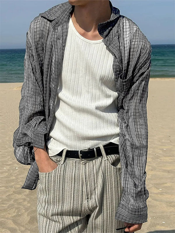 Men's Plaid Casual Long Sleeve Shirt SKUL24787