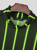 Men's Fluorescent Striped Sheer Short Sleeve T-Shirt SKUL18901