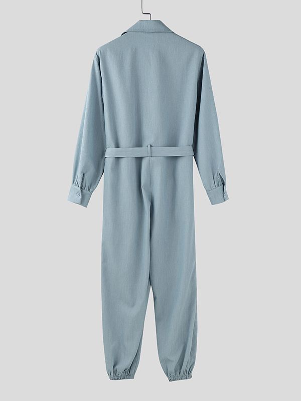 Men's Solid Color Utility Jumpsuit SKUL35106