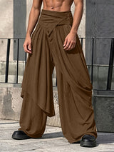 Men's Avant-Garde Asymmetrical Wrap Draped Slit Wide Leg Pant SKUL71320