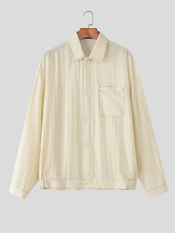 Men's Solid Color Casual Long Sleeve Shirt SKUL31994