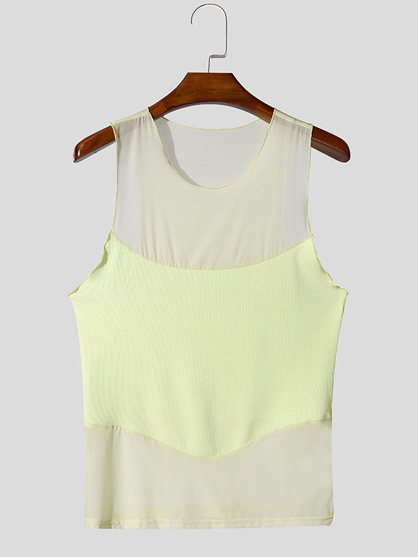 Mens Color-Blocked Sheer Tank SKUK96870