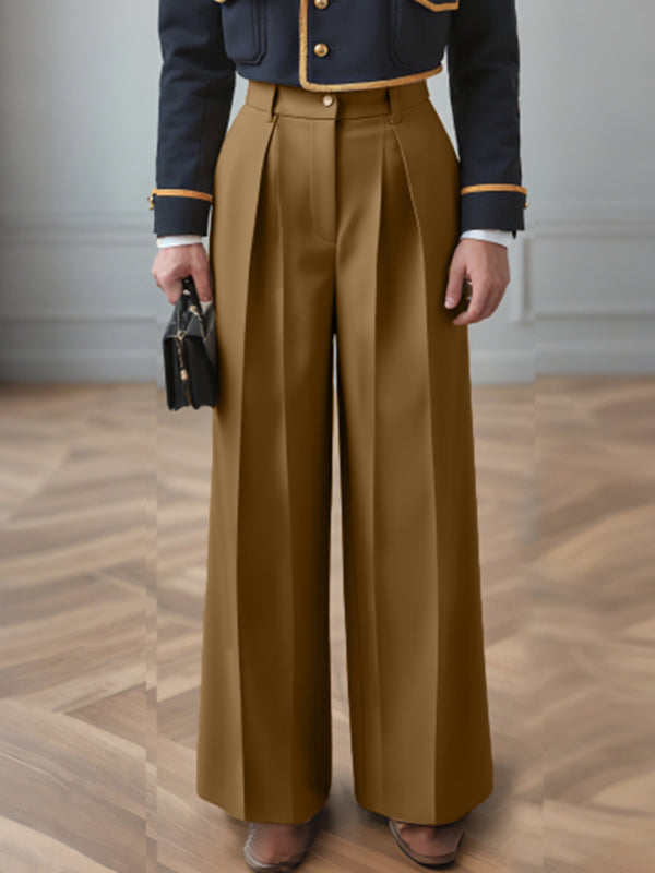 Men's Solid Color Pleated Casual Pant SKUL27438